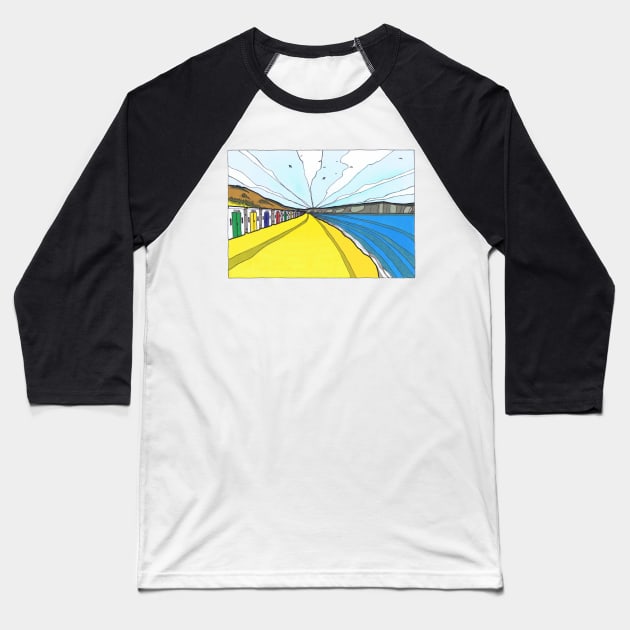 Beach Huts At Woolacombe Bay Baseball T-Shirt by SpencerHart